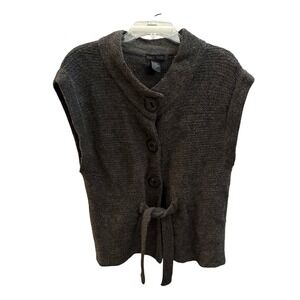 Nomadic Traders Charcoal Gray Sleeveless Button-Front Knit Vest with Tie